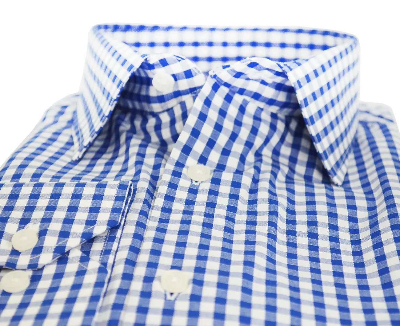 Blue Gingham Men's Dress Shirt by Cado