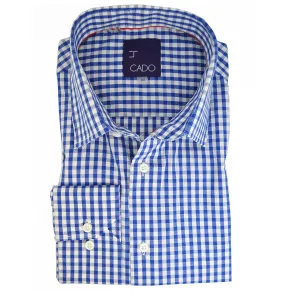 Blue Gingham Men's Dress Shirt by Cado