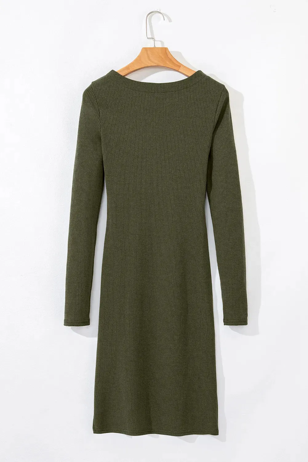 Bodycon Long Sleeve Retro Hot Mini Dress in Army Green