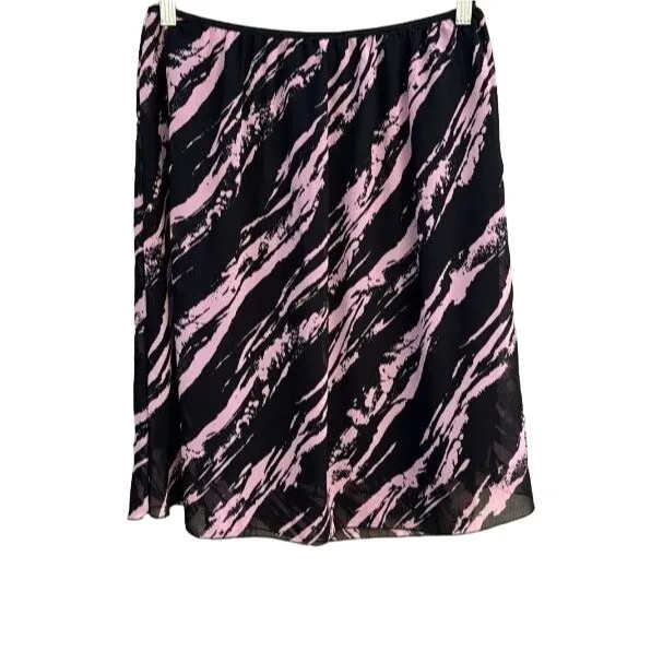 Born In America Collection Women's Lined Flowy Lightweight Black Pink Mini Skirt