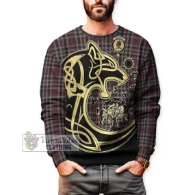 Borthwick Tartan Sweatshirt with Family Crest Celtic Wolf Style