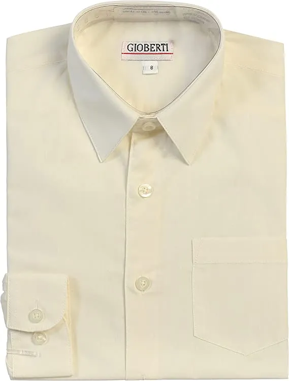 Boy's Long Sleeve Solid Dress Shirt - Ivory