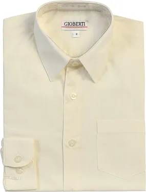 Boy's Long Sleeve Solid Dress Shirt - Ivory