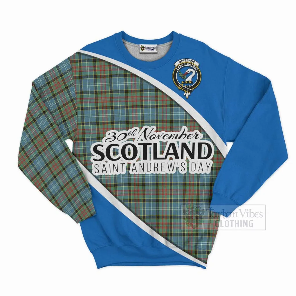 Brisbane Family Crest Tartan Sweatshirt Celebrate Saint Andrew's Day in Style