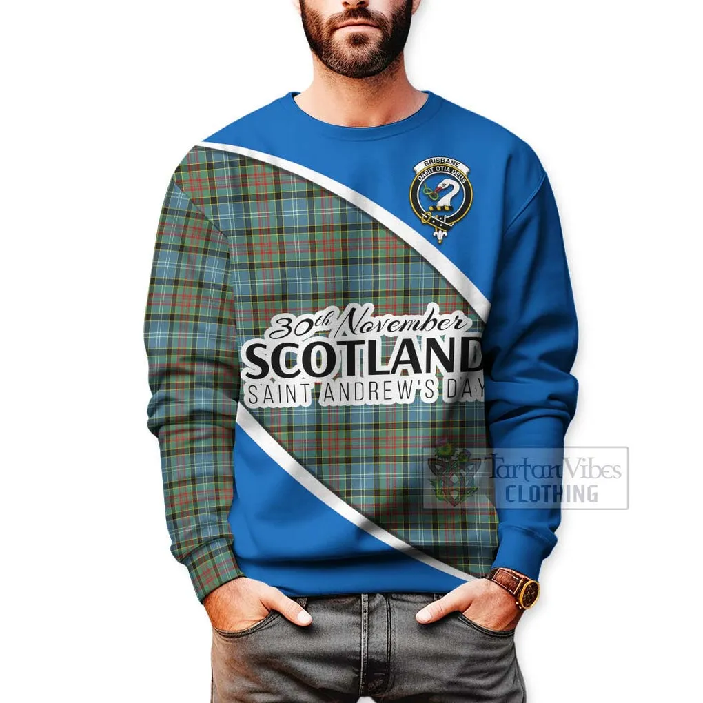 Brisbane Family Crest Tartan Sweatshirt Celebrate Saint Andrew's Day in Style