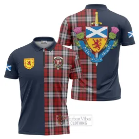 Brodie Dress Tartan Zipper Polo Shirt Alba with Scottish Lion Royal Arm Half Style