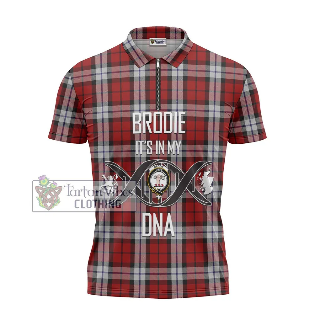 Brodie Dress Tartan Zipper Polo Shirt with Family Crest DNA In Me Style