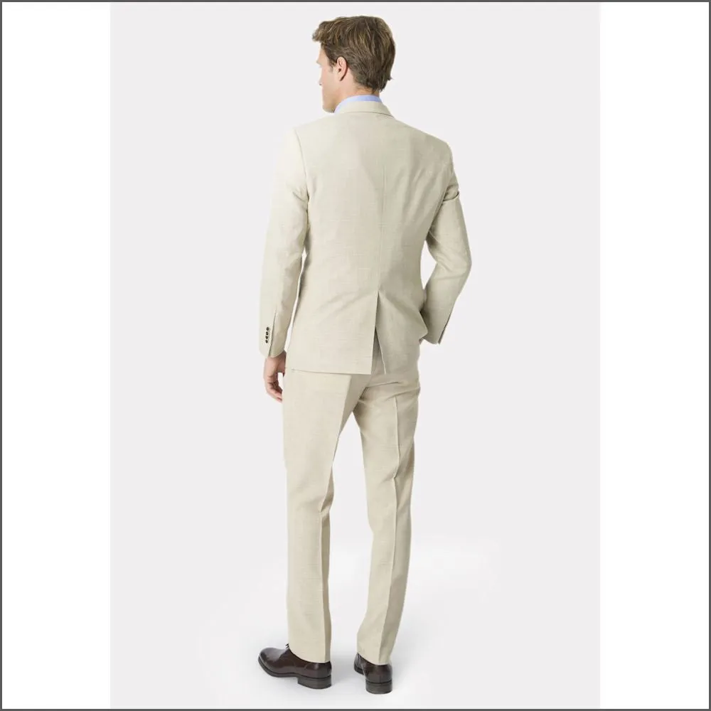 Brook Taverner Constable Tailored Fit Natural Linen Blend Trouser--