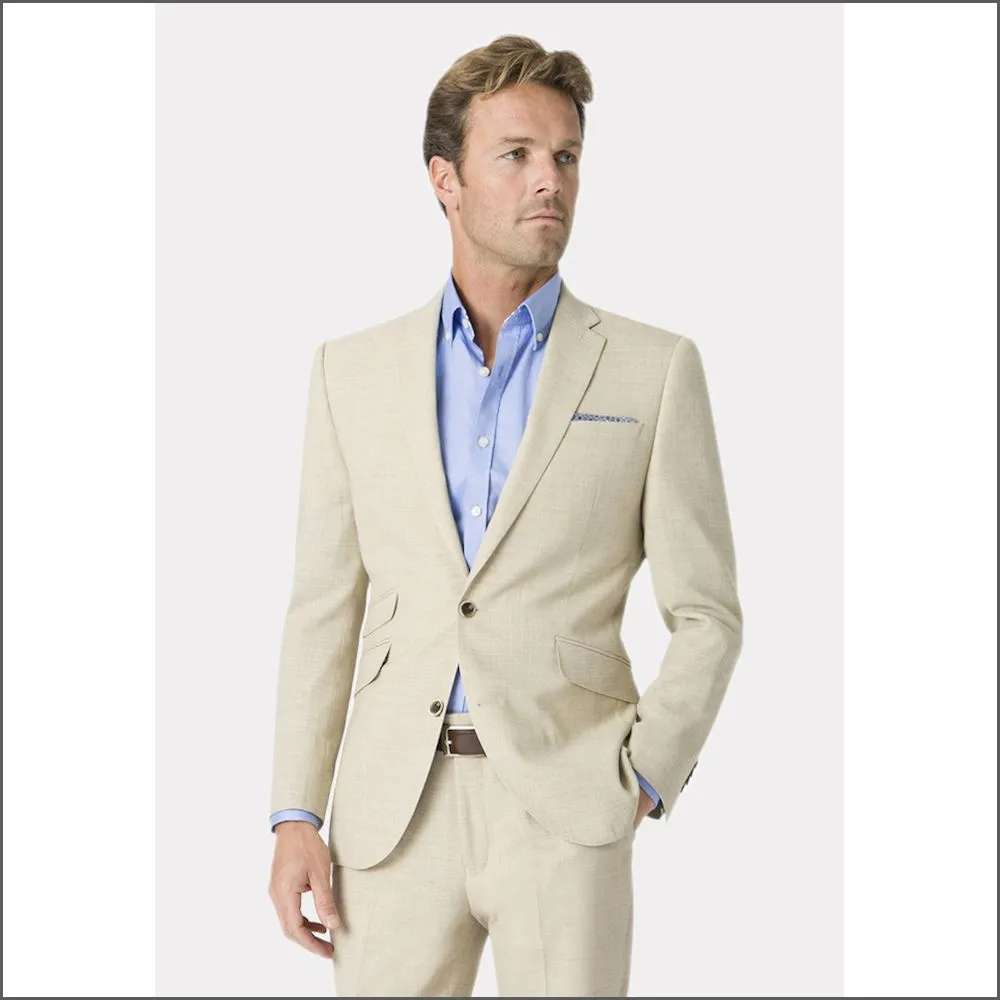 Brook Taverner Constable Tailored Fit Natural Linen Mix Jacket.--