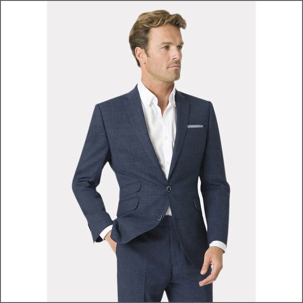 Brook Taverner Constable Tailored Fit Natural Navy Mix 2 Piece Suit--