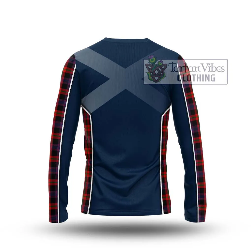 Broun Modern Tartan Long Sleeve T-Shirt with Family Crest and Lion Rampant Vibes Sport Style