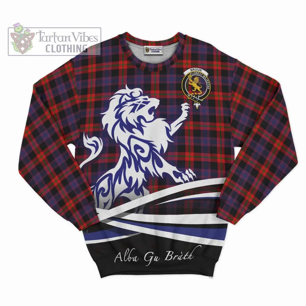 Broun Modern Tartan Sweatshirt with Alba Gu Brath Regal Lion Emblem