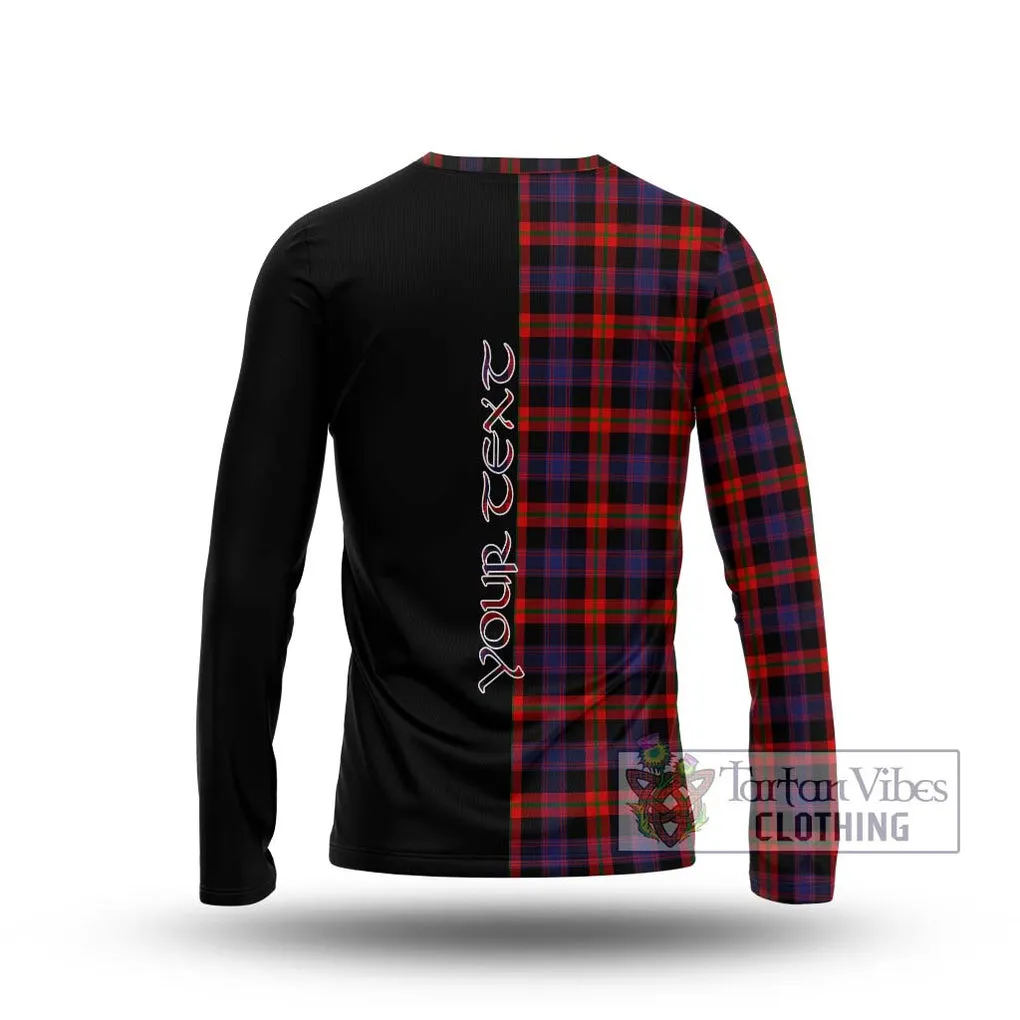 Brown (Broun) Tartan Long Sleeve T-Shirt with Family Crest and Half Of Me Style