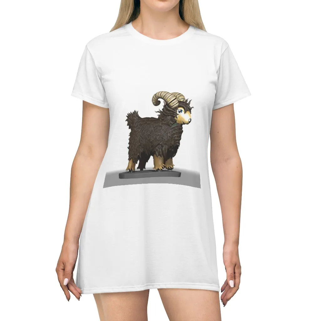 Brown Sheep All Over Print T-Shirt Dress