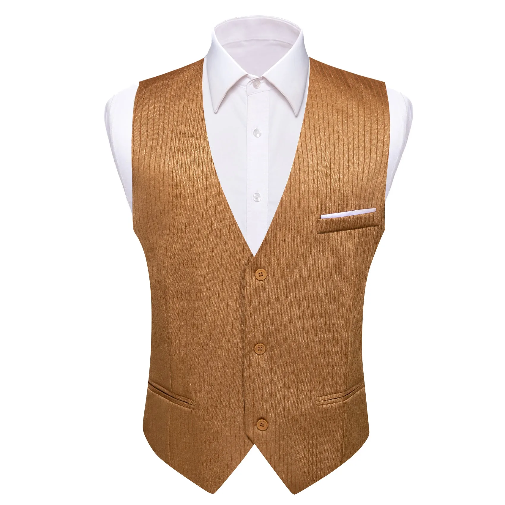 Brown Solid Men's V-Neck Business Vest