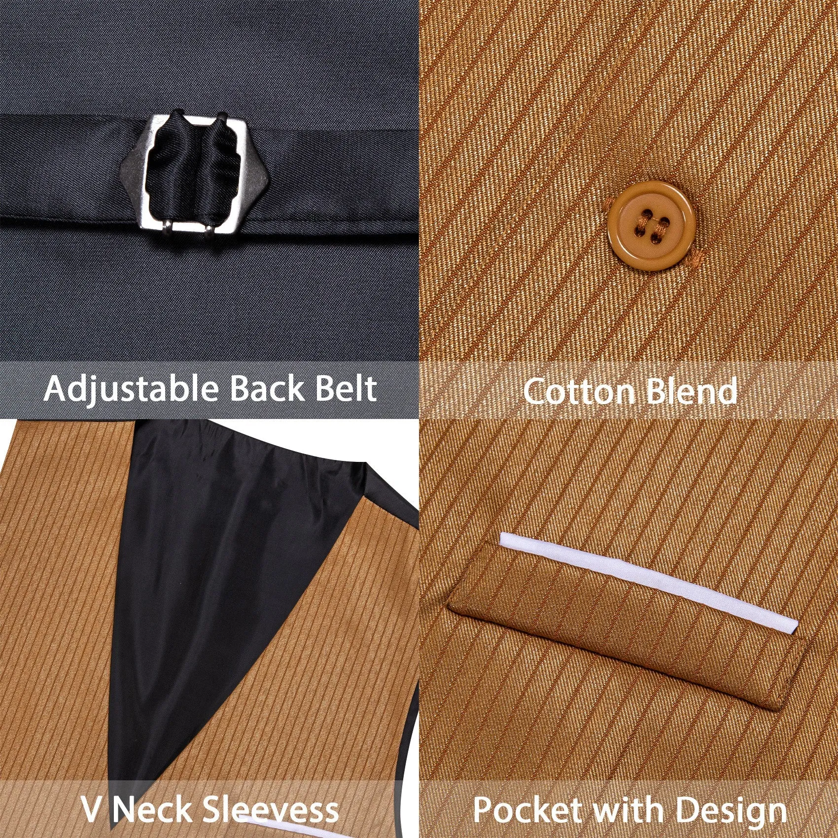 Brown Solid Men's V-Neck Business Vest