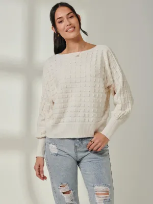 Bubble Stitch Batwing Knit Jumper, Oatmeal