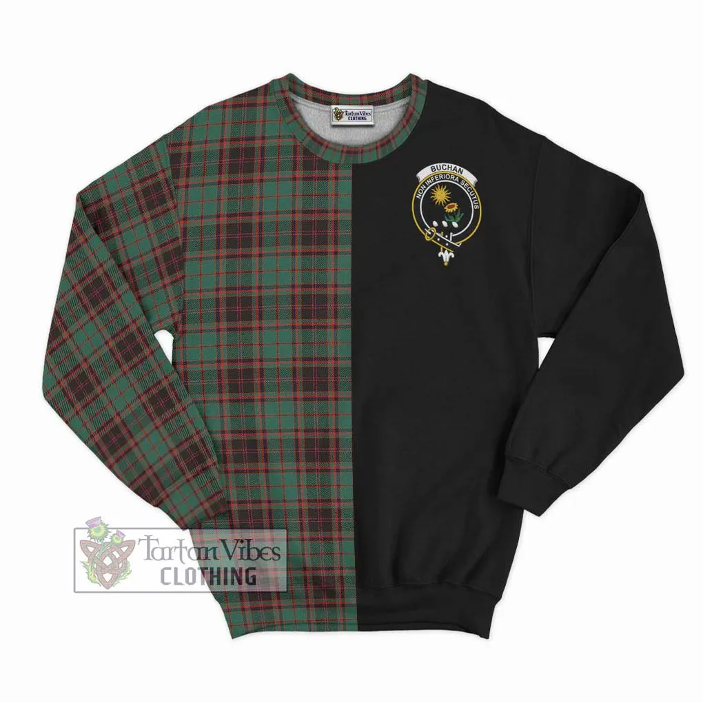 Buchan Ancient Tartan Sweatshirt with Family Crest and Half Of Me Style