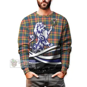 Buchanan Ancient Tartan Sweatshirt with Alba Gu Brath Regal Lion Emblem