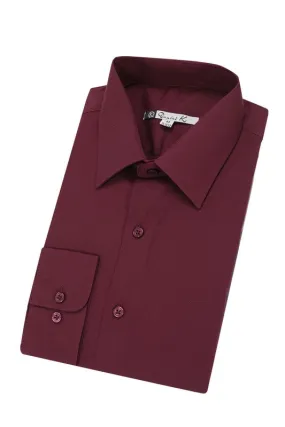 Burgundy Long Sleeve Dress Shirt