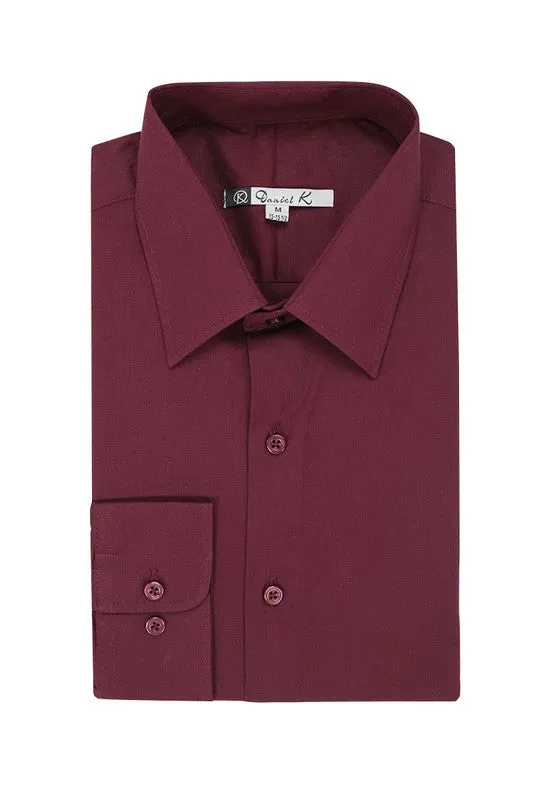 Burgundy Long Sleeve Dress Shirt