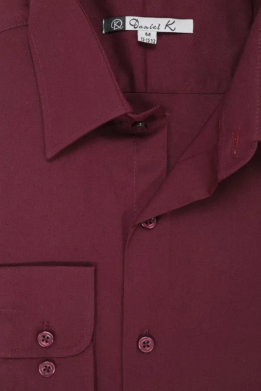 Burgundy Long Sleeve Dress Shirt