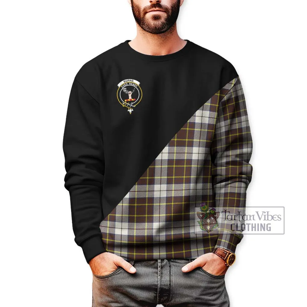 Burns Battalion Weathered Tartan Sweatshirt with Family Crest and Military Logo Style