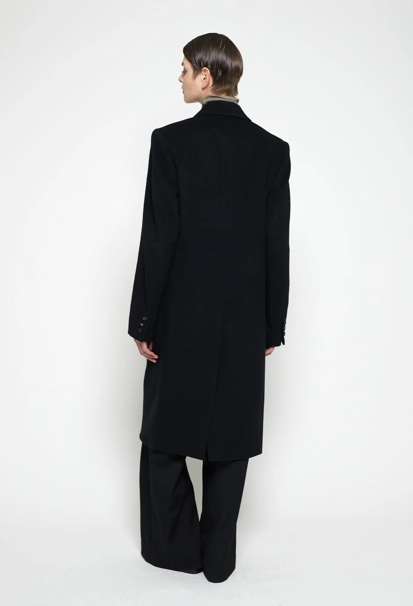 CAMERON - Double-Breasted Wool Coat in Black