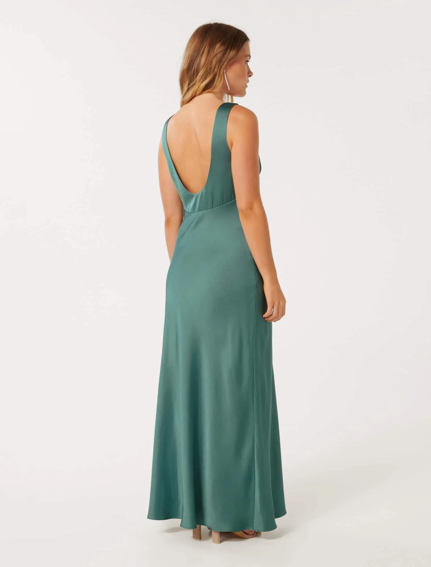 Cameron Petite V Neck Satin Maxi Dress