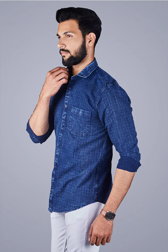 Check Shirt for Men - Men Checked  Cotton Shirt Blue