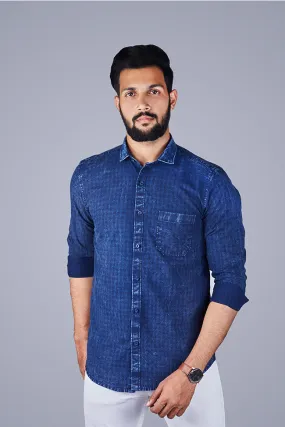 Check Shirt for Men - Men Checked  Cotton Shirt Blue