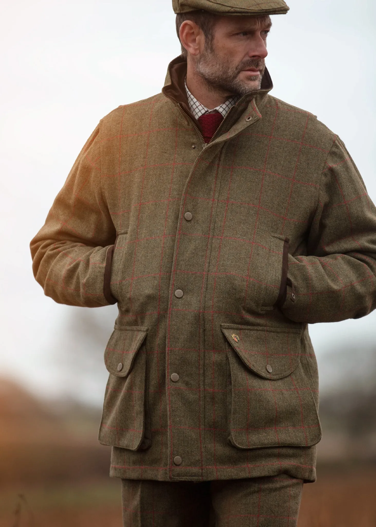 Combrook Men's Tweed Shooting Field Coat In Sage - Shooting Fit