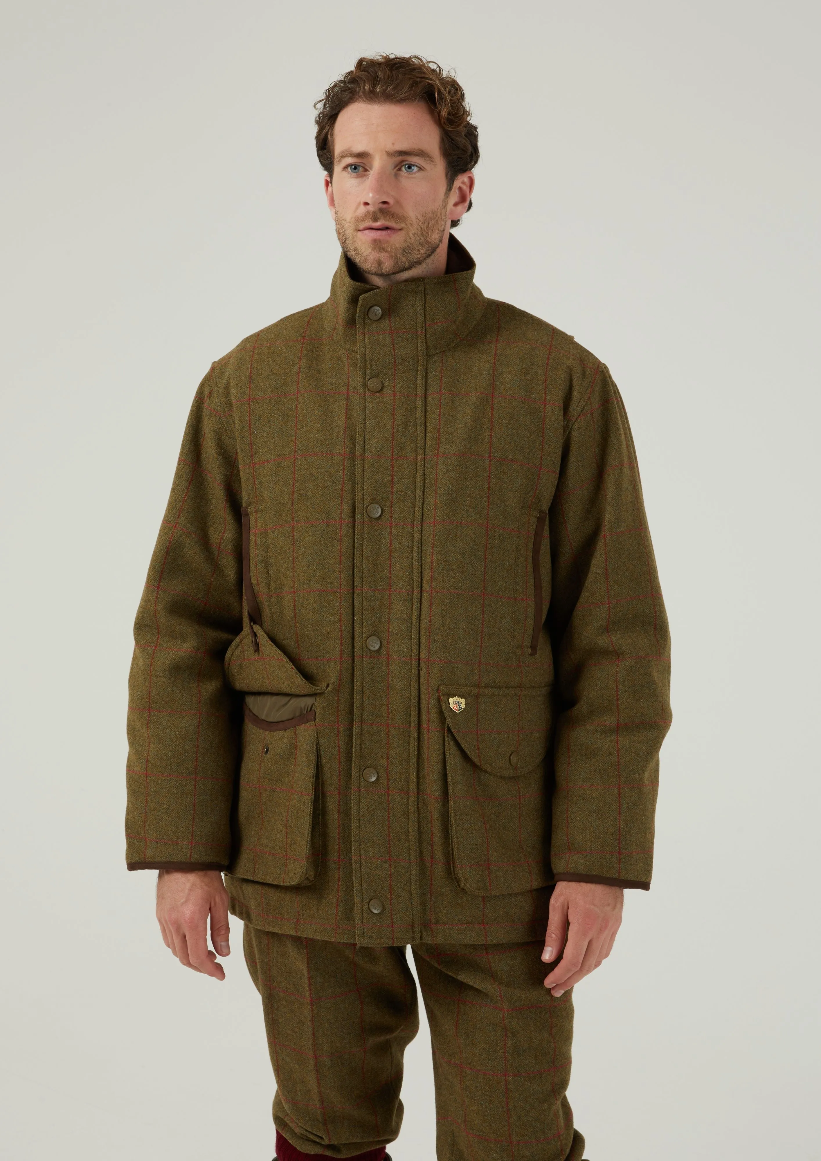 Combrook Men's Tweed Shooting Field Coat In Sage - Shooting Fit