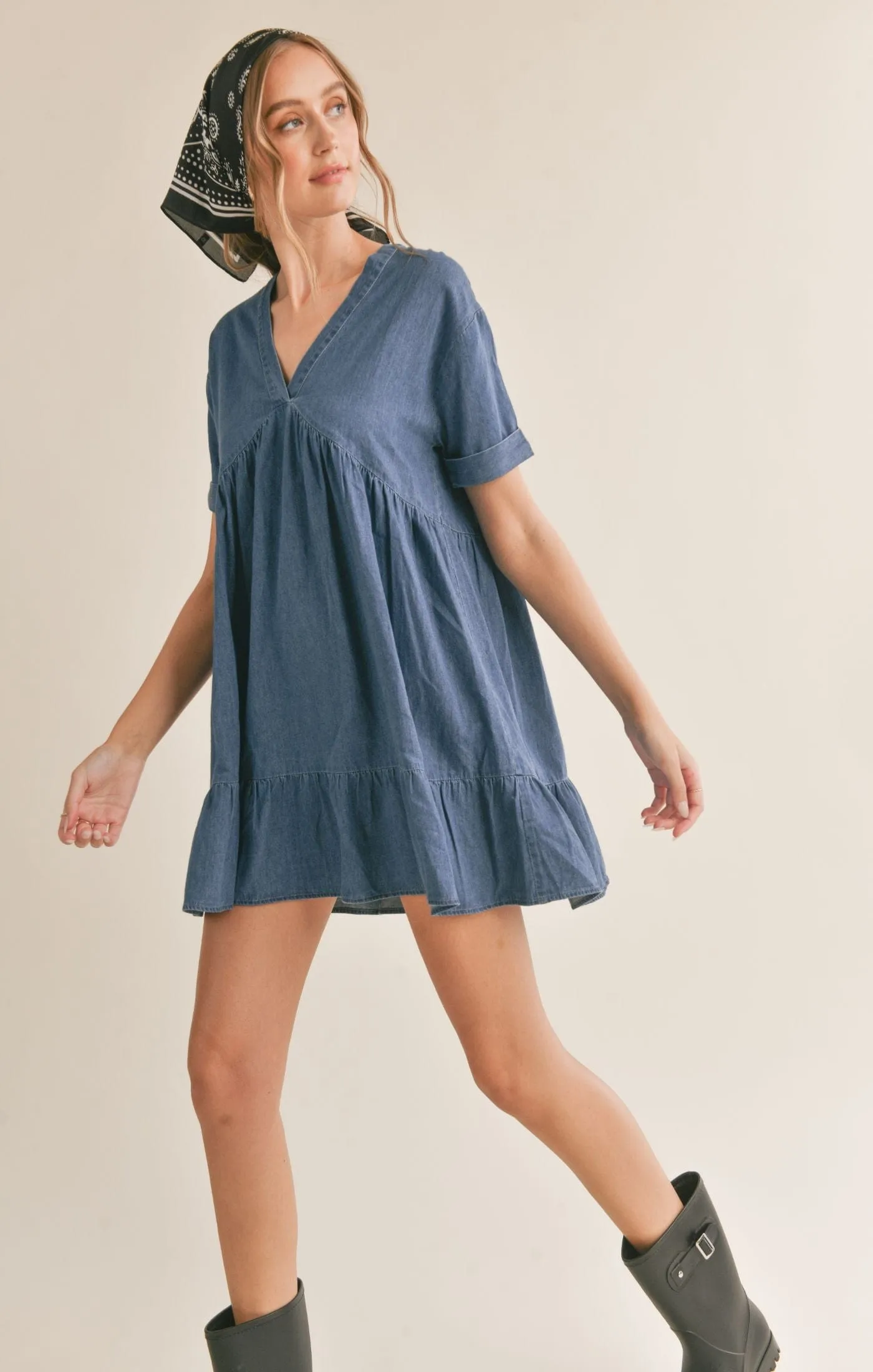 Conversations Chambray Babydoll Dress