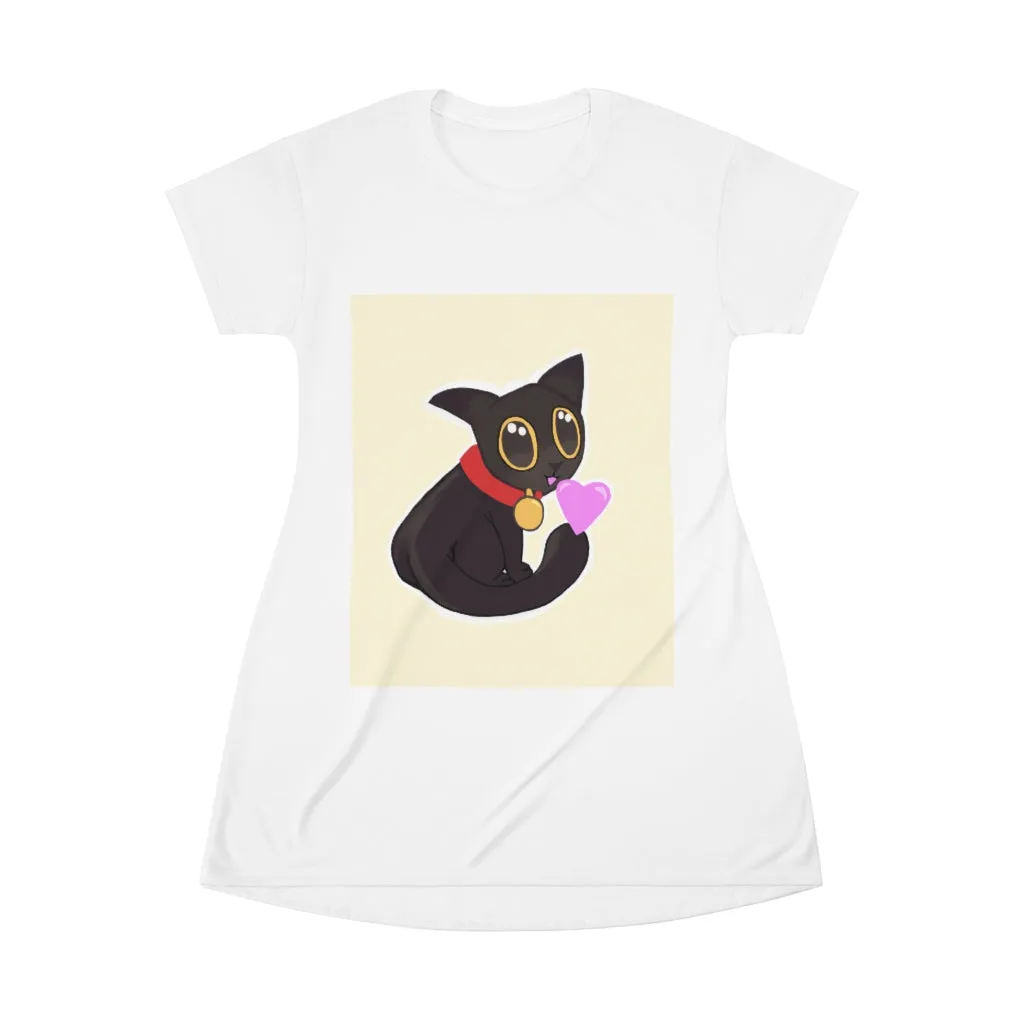 Cute Kitty All Over Print T-Shirt Dress