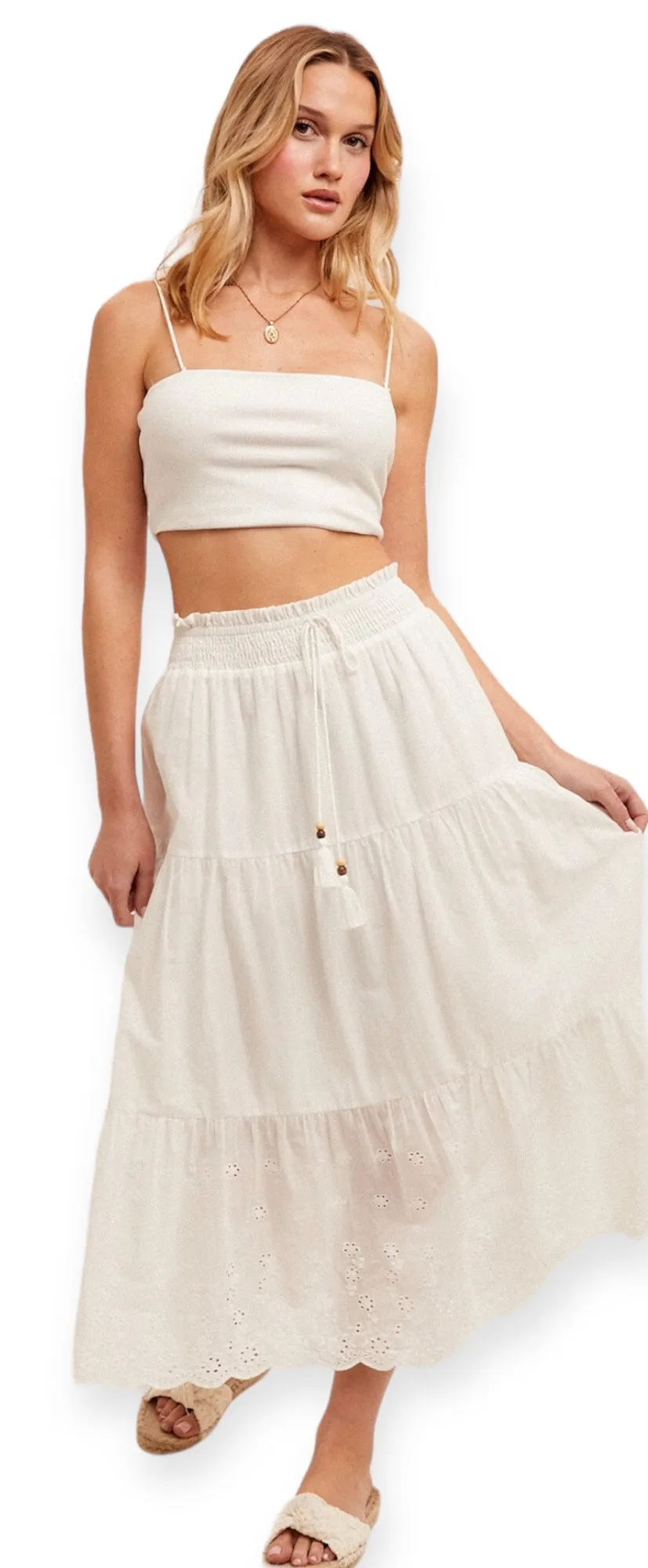 Cyrus White Flowy Skirt