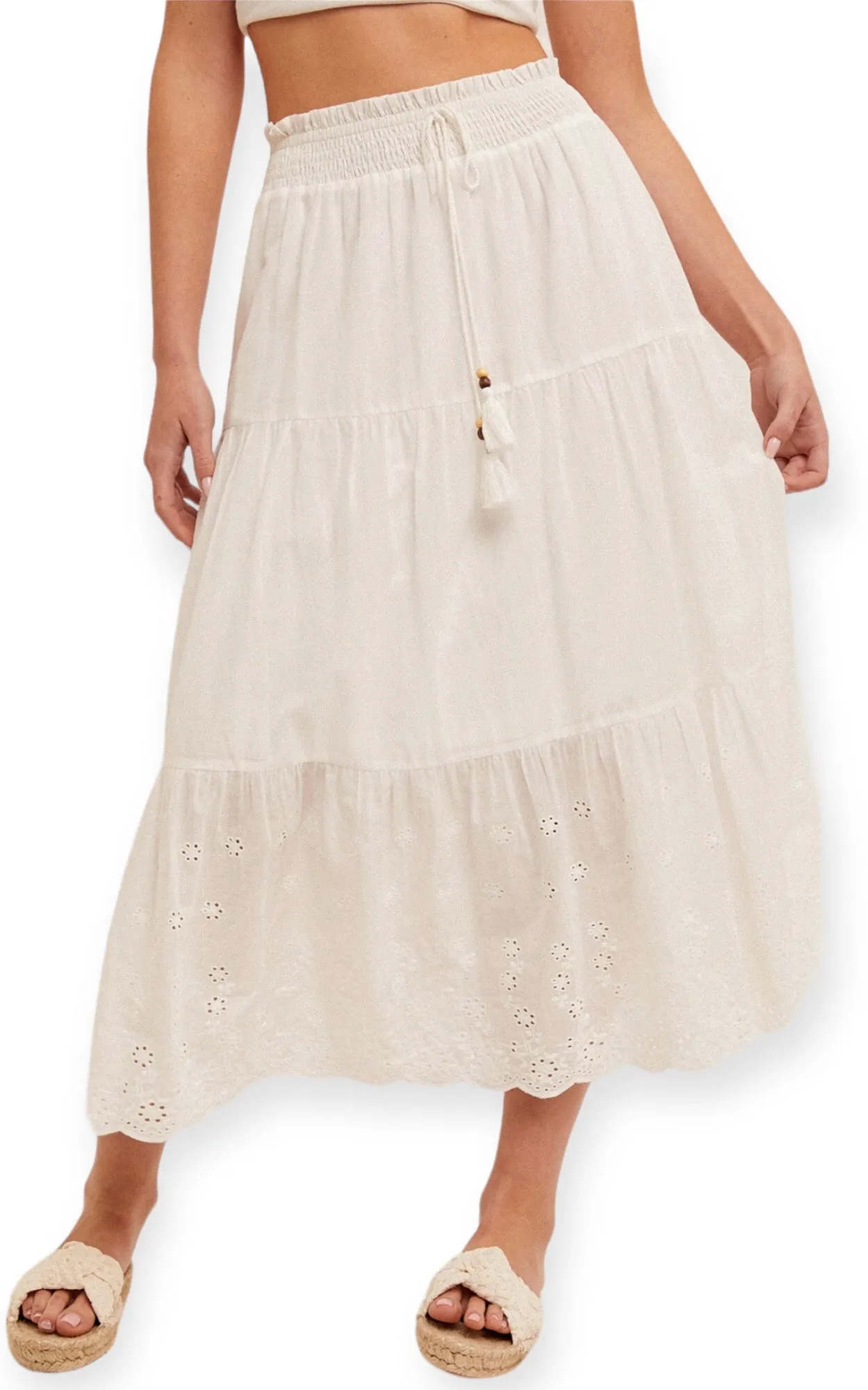 Cyrus White Flowy Skirt