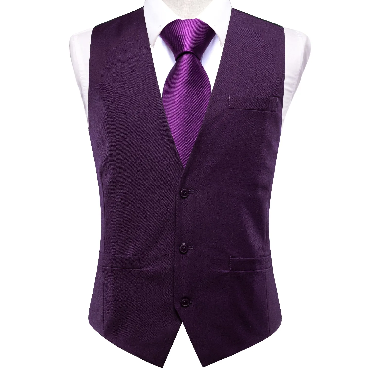 Deep Purple Solid Silk Style Men's Single Vest