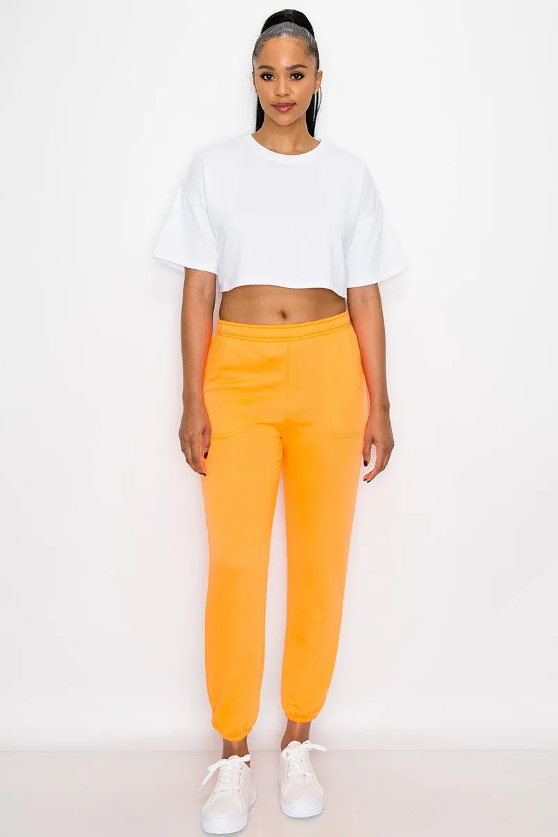 Essential Fleece Sweatpants - Neon Orange