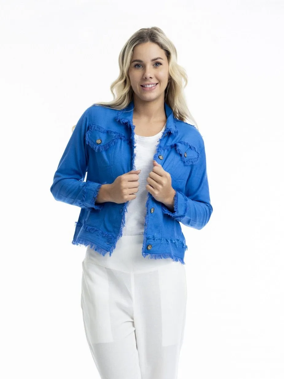 Essentials Linen Blend Jacket in Electric Blue