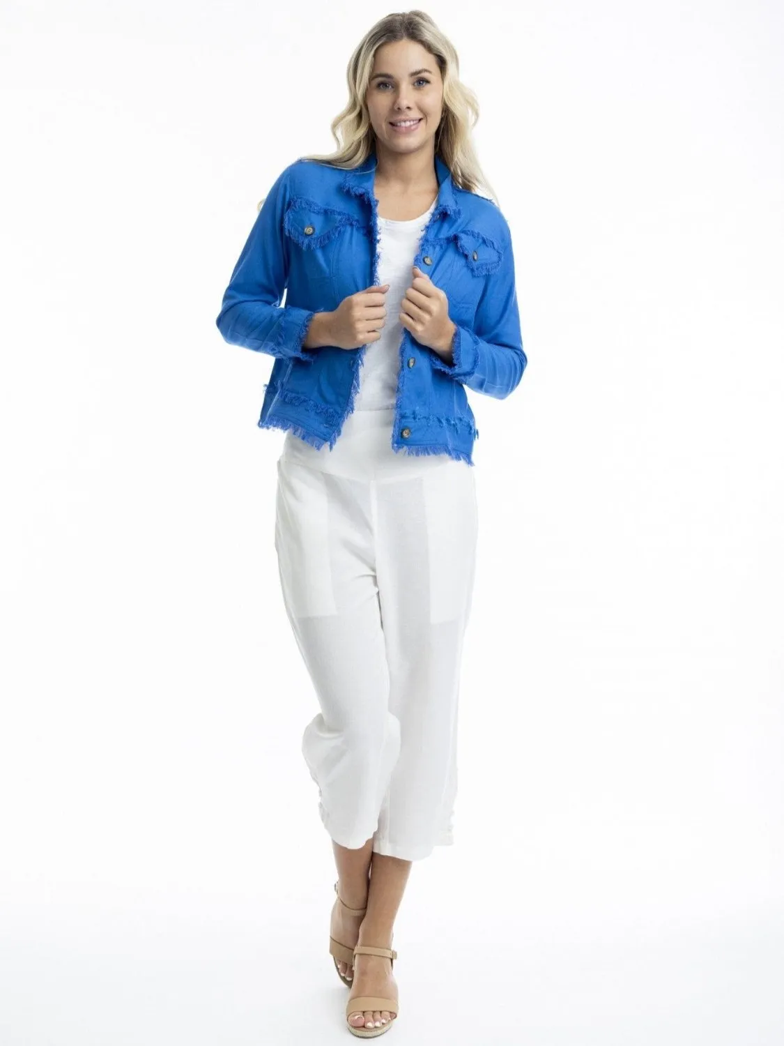 Essentials Linen Blend Jacket in Electric Blue