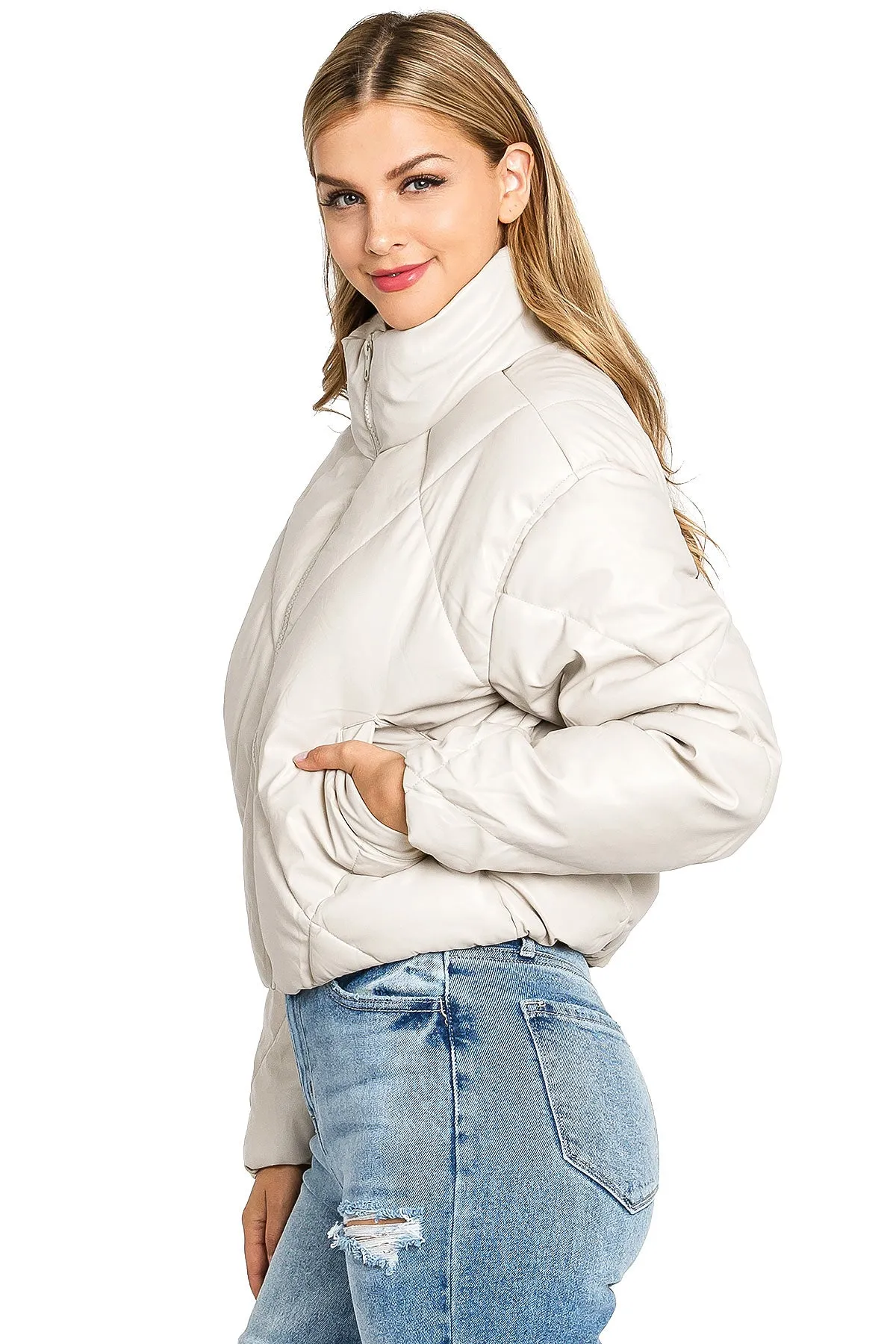 Faux Leather Puffer