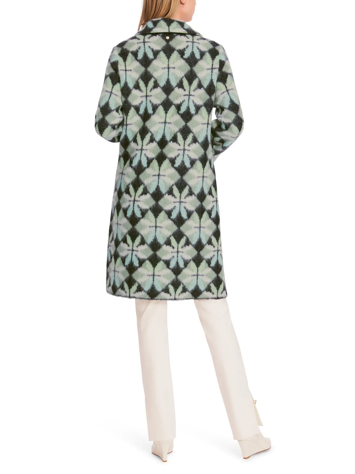 Frozen Sage Heartfoil Patterned Wool Blend Coat