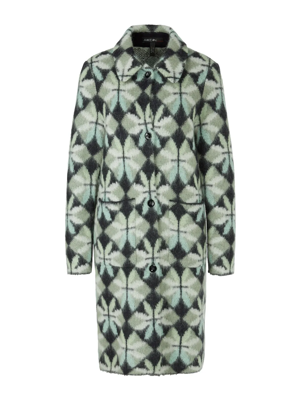 Frozen Sage Heartfoil Patterned Wool Blend Coat