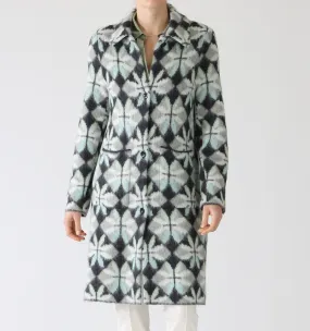 Frozen Sage Heartfoil Patterned Wool Blend Coat