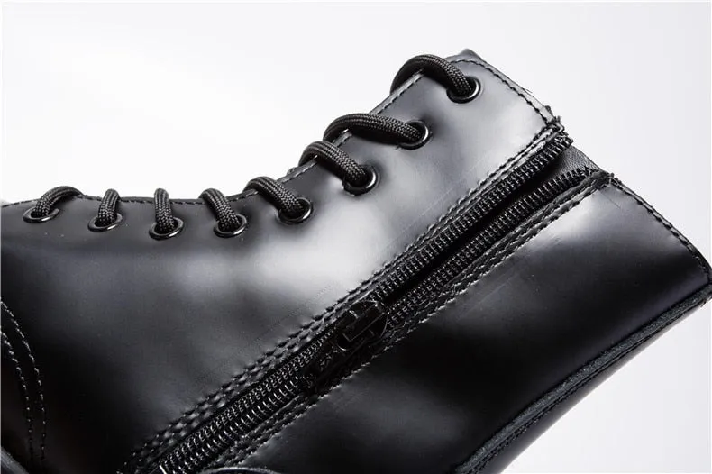 Funki Buys | Boots | Women's Men's Leather High-Top Zip Boots