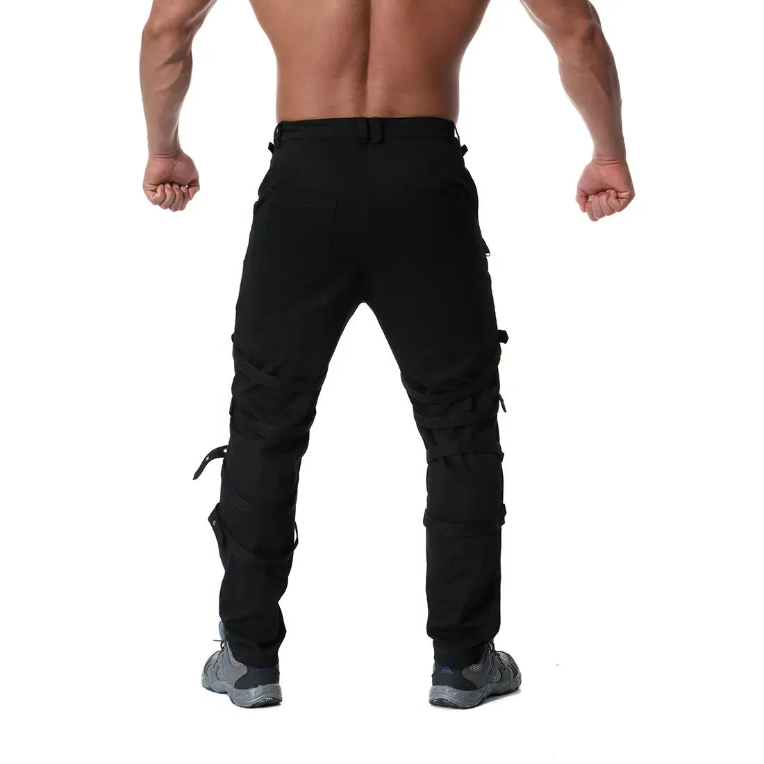 Funki Buys | Pants | Men's Gothic Punk Buckle Strap Zip Pants