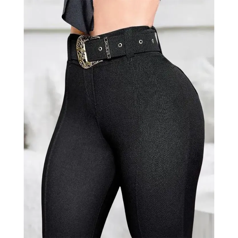 Funki Buys | Pants | Women's Gothic High Waist Skinny Pants with Belt