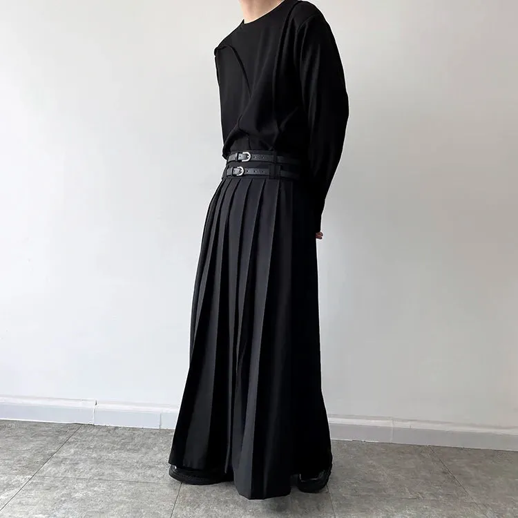 Funki Buys | Skirts | Men's Japanese High Waist Long Pleat Skirt