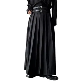 Funki Buys | Skirts | Men's Japanese High Waist Long Pleat Skirt